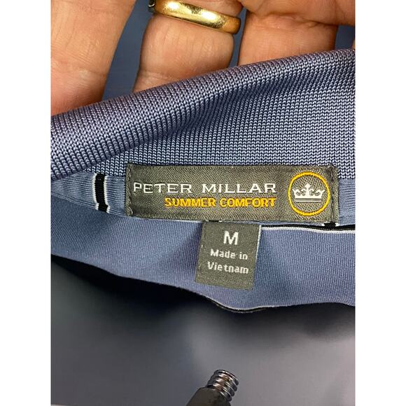Peter Millar Polo Shirt Men's Med Blue Summer Comfort Golf "Big Fellow" Irish - Picture 3 of 9